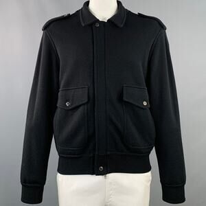 ADAM KIMMEL Size L Black Wool Knit Epaulets Military Jacket
